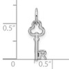 14K White Gold Key Letter R Initial Charm