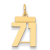 14k Small Polished Number 71 Charm