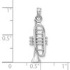 14K White Gold Solid Polished 3-D Trumpet Pendant