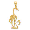 14k Solid Polished 3-Dimensional Double Flamingo Charm