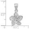 14k White Gold Polished and Beaded Plumeria Flower Charm