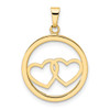 14K Polished Double Heart in Circle Pendant