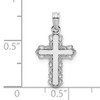 14K White Gold w/ Lace Trim and Polished Center Cross Charm