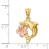 14K Two-tone Brushed/Polished Diamond-cut Plumeria w/Dolphin Pendant