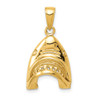 14K Gold Polished 2-D Jaws Shark Head Mouth Open Pendant