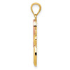 14K Two-tone Polished Pink Ribbon Cross Pendant