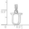 14K White Gold Polished Block Letter U Initial Pendant