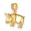 14K 3-D Polished Pig with Curly Tail Charm