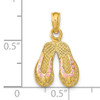 14k  3D W/ Pink Enamel Double Flip-Flop Charm