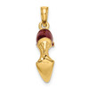 14K 3-D Maroon Enamel Closed Toe High Heel Charm