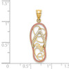 14K Multi Heart Love Flip-Flop w/ Pink and White Enamel Charm