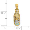 14K w/ White Rhodium 3-D Light Blue Enamel Baby Shoe Charm