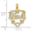 14K LOVE In Heart w/ Floral Design Charm