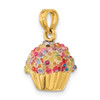 14K 3-D w/Colored Bead Icing Cupcake Charm