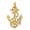 14K Polished Anchor and Rope Charm