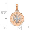 14K Rose and White Gold Mini Nautical Compass Pendant