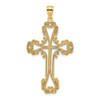 14K Beaded Cut-Out Cross w/ Swirled Design Charm
