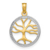 14k w/Rhodium Tree of Life in Round Frame Charm