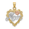 14k Two-tone w/White Rhodium MOM in Heart Charm