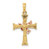 14k Two-tone Textured Finish Cross w/ Dove Charm