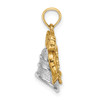 14k Two-Tone 3-D Christmas Bell and Holly Charm