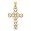 14k w/ Rhodium D/C Heart Cross Charm