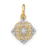 14K w/Rhodium D/C Mini Filigree Medallion Charm