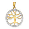 14k w/Rhodium Large Tree of Life Round Frame Charm