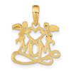 14K Polished MOM w/Heart and Angels Pendant