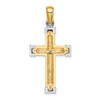 14K w/Rhodium Scroll and Double Endcaps Cross Charm
