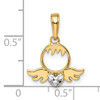 14k & White Rhodium D/C Heart & Wings Pendant