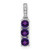 14k White Gold 3-stone Amethyst and Diamond Pendant