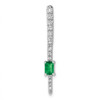 14k White Gold Diamond and Rectangle Emerald Fancy Chain Slide
