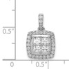 14k White Gold 1ct. Diamond Square Cluster Pendant