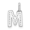 14K White Gold Diamond Letter M Initial Pendant