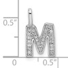 14K White Gold Diamond Letter M Initial Pendant