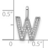 14K White Gold Diamond Letter W Initial Pendant