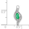 14k White Gold  Diamond and Marquise Emerald Pendant