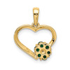 14k Diamond and Emerald Heart and Flower Pendant
