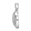 14k White Polished Oval Pave Diamond Pendant