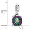 14k White Gold Cushion Mystic Fire Topaz and Diamond Pendant