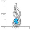 14k White Gold Blue Topaz and Diamond Swirl Pendant