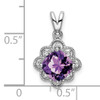 14k White Gold Amethyst and Diamond Scalloped Pendant