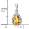 14k White Gold Pear Citrine and Diamond Halo Pendant