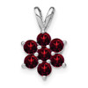 14k White Gold Garnet Floral Pendant
