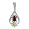 14k White Gold Pear Garnet and Peridot Pendant