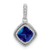 14k White Gold Cushion Sapphire and Diamond Pendant