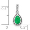 14k White Gold Pear Emerald and Diamond Pendant
