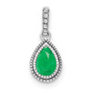 14k White Gold Pear Emerald and Diamond Pendant
