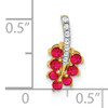 14k Ruby and Diamond Leaf Pendant